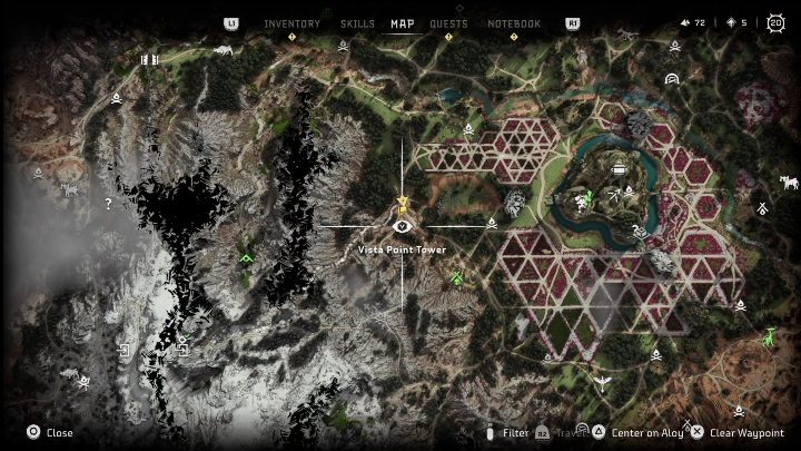 Ten punkt znajdziecie idąc na zachód od Pieśni Ziemi - Horizon Forbidden West: Punkty Vista Point - lista wszystkich - Horizon Forbidden West - poradnik do gry