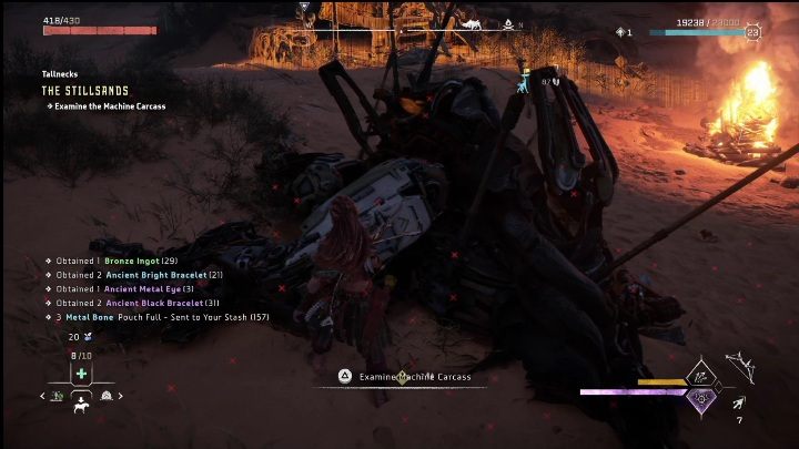 Po dotarciu na miejsce zobaczycie kilka zabitych wcześniej zwierząt - Horizon Forbidden West: Żyraf (Piaskownica) - lokalizacja - Horizon Forbidden West - poradnik do gry