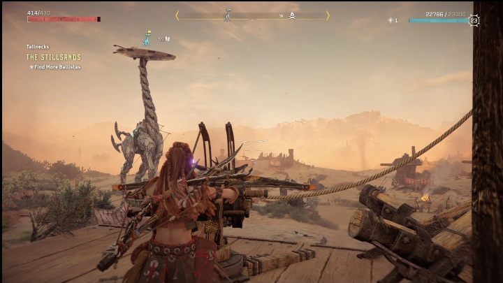Ostatnia balista znajduje się na drewnianym podniesieniu - Horizon Forbidden West: Żyraf (Piaskownica) - lokalizacja - Horizon Forbidden West - poradnik do gry