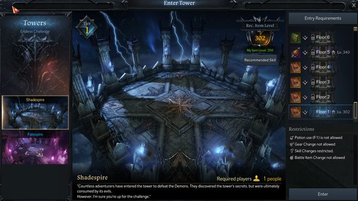 Na tych arenach duże znaczenie mają ataki obszarowe, nie bez znaczenia jest również wytrzymałość - jesteście bowiem ograniczeni do 5 mikstur leczenia na slot (na rundę), bez uwzględniania leczenia pod F1 - Lost Ark: Towers - nagrody i wyzwania - Lost Ark - poradnik do gry