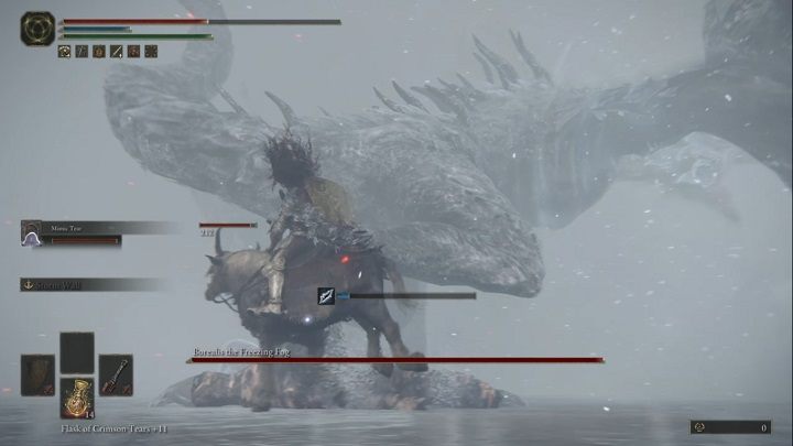 Najlepiej trzymać się jego tylnych nóg, atakować kilka razy i uciekać - Elden Ring: Borealis, Polarna Mgła (Borealis the Frozen Fog) - boss, jak pokonać? - Elden Ring - poradnik do gry