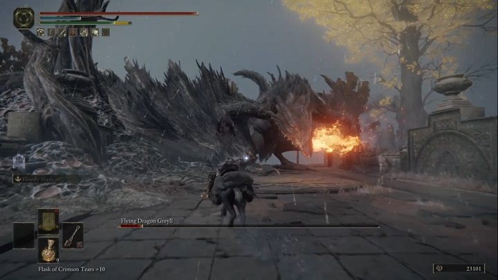 Kiedy Greyll szeroko się rozstawi, oznacza to, że będzie za chwilę zionąć ogniem - Elden Ring: Latający smok Greyll (Flying Dragon Greyll) - boss, jak pokonać? - Elden Ring - poradnik do gry