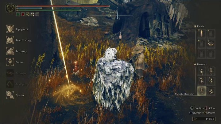 Bezpośrednio na wschód od tego miejsca łaski znajdziecie kolejne miejsce łaski - Ruiny Moorth - Shadow of the Erdtree: Dane, Suchy Liść - solucja, opis przejścia - Elden Ring - poradnik do gry
