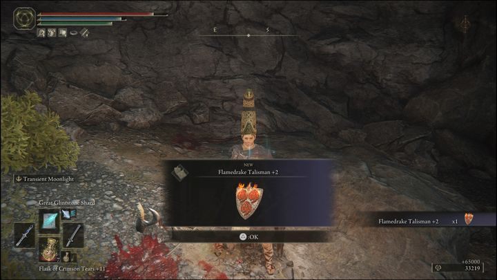 Za pokonanie drugiej wersji bossa otrzymacie Talizman czerwonego smoka +2 (Flamedrake Talisman +2) oraz 65000 Run - Elden Ring: Człowiek bestia z Farum Azula (Beastman of Farum Azula) - boss, jak pokonać? - Elden Ring - poradnik do gry
