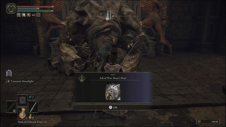 Za czwartym razem otrzymacie Popiół wojny: Ryk Bestii (Ash of War: Beasts Roar) - Elden Ring: Gurranq, Bestialski Duchowny (Gurranq, Beast Clergyman) - solucja, opis przejścia - Elden Ring - poradnik do gry