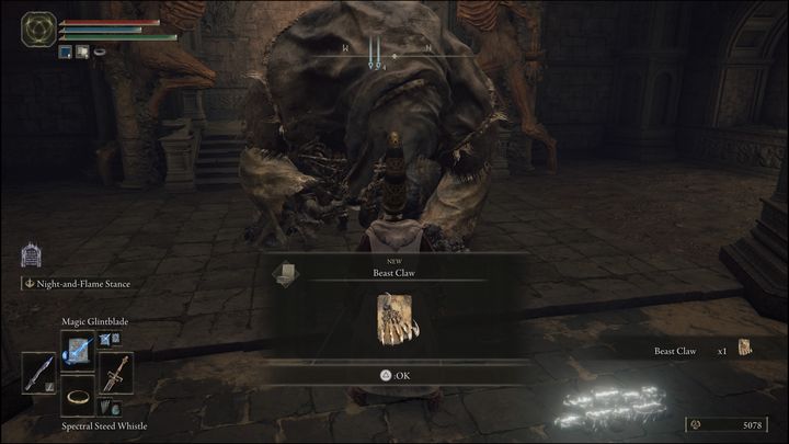 Po uspokojeniu Gurranqa i wczytaniu ponownie lokacji, gdy nakarmicie go piątym morowym korzeniem, otrzymacie kolejną inkantację bestii, mianowicie Szpon Bestii (Beast Claw) - Elden Ring: Gurranq, Bestialski Duchowny (Gurranq, Beast Clergyman) - solucja, opis przejścia - Elden Ring - poradnik do gry