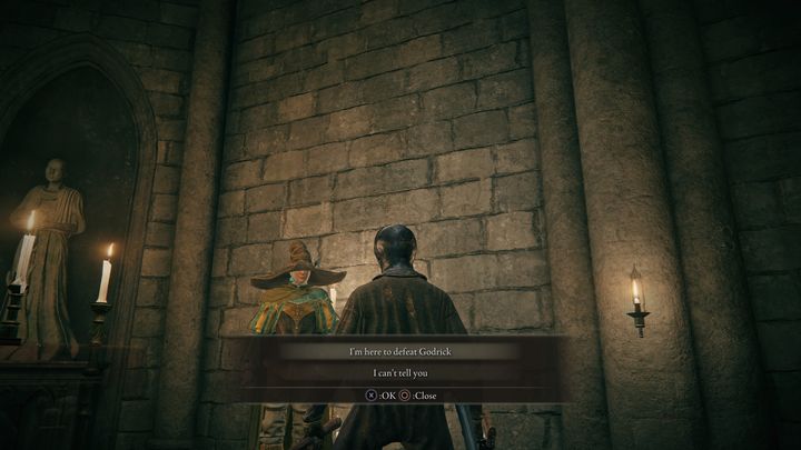 Rozmawiając pierwszy raz z Rogierem, powiedzcie mu, co jest celem Waszej podróży do Zamku Burzowego Całunu - Elden Ring: Czarodziej Rogier (Sorcerer Rogier) - solucja, opis przejścia - Elden Ring - poradnik do gry