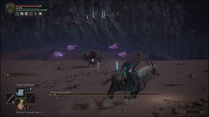 Zazwyczaj wykonuje ten atak, jako finisher, gdy posiada bardzo małą ilość punktów zdrowia - Elden Ring: Radahn, Gwiezdna Plaga (Starscourge Radahn) - boss, jak pokonać? - Elden Ring - poradnik do gry