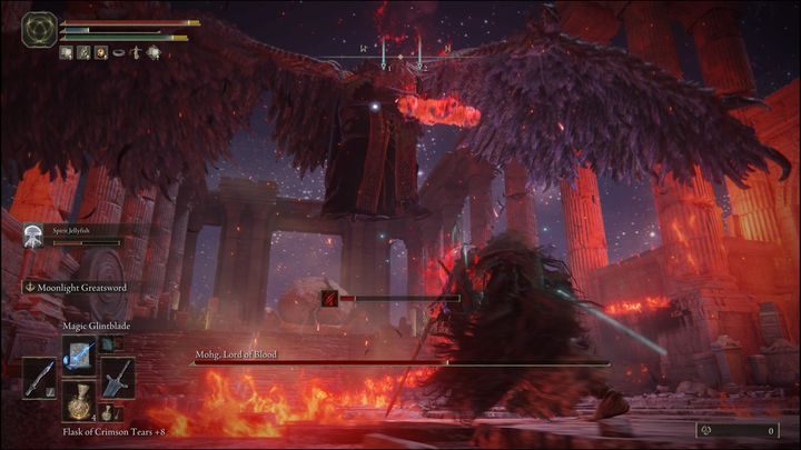 W drugiej fazie Mohg zyska na szybkości, ponadto zacznie wznosić się w powietrzu za pomocą skrzydeł - Elden Ring: Mohg, Pan Krwi (Mohg, Lord of Blood) - boss, jak pokonać? - Elden Ring - poradnik do gry
