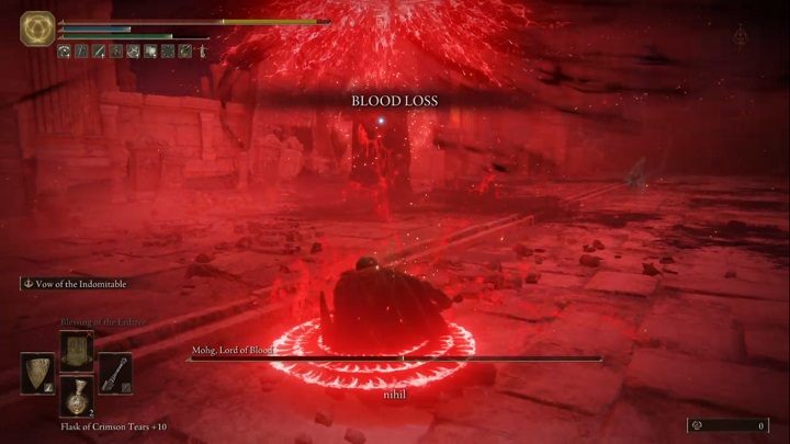 Jeśli jednak się nie poszczęści, załapiecie się na szczególnie groźny atak, który zrani Was maksymalnie 3 razy - Elden Ring: Mohg, Pan Krwi (Mohg, Lord of Blood) - boss, jak pokonać? - Elden Ring - poradnik do gry
