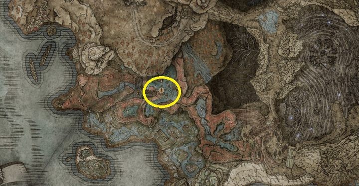 Wejście do kanionu znajduje się w zachodniej części Modrego wybrzeża - Shadow of the Erdtree: Wszystkie nowe bronie mapa - Elden Ring - poradnik do gry