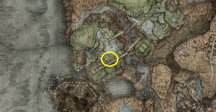 Pokonajcie mini-bossa Rycerza Śmierci na końcu lochu w lokacji Katakumby Skorpioniej rzeki - Shadow of the Erdtree: Wszystkie nowe bronie mapa - Elden Ring - poradnik do gry