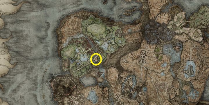 Mini-boss Rycerz Śmierci z katakumb w Forcie Mglistej Szczeliny upuszcza ten topór - Shadow of the Erdtree: Wszystkie nowe bronie mapa - Elden Ring - poradnik do gry