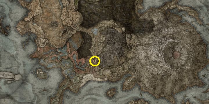 Znajdziecie go przed Wielkim Ołtarzem Smoczej Komunii po pokonaniu bossa Bayle Groza (Bayle the Dread) - Shadow of the Erdtree: Wszystkie nowe bronie mapa - Elden Ring - poradnik do gry