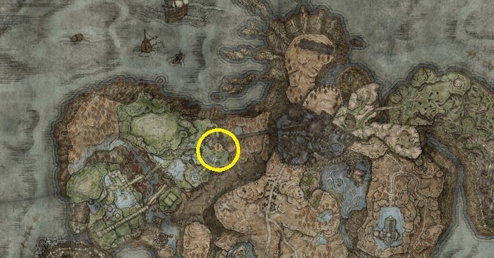Pokonajcie przeciwników w małej jaskini w Starożytnych ruinach Rauh - Shadow of the Erdtree: Wszystkie nowe bronie mapa - Elden Ring - poradnik do gry