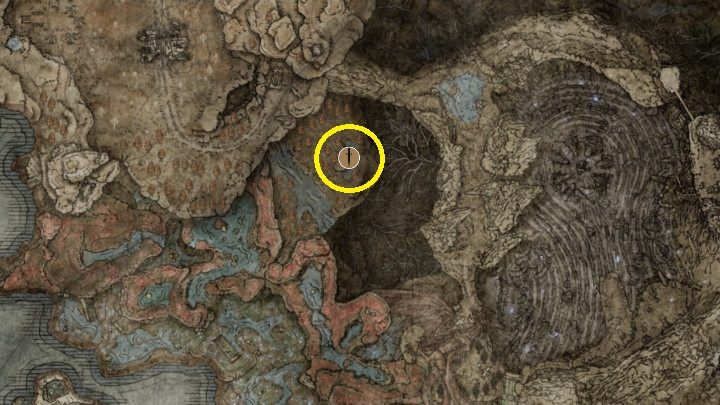 Sprawdźcie zwłoki w małym stawie w lesie na wschód od rzeki Ellac, ale uważajcie na ataki błyskawicami - Shadow of the Erdtree: Wszystkie nowe bronie mapa - Elden Ring - poradnik do gry