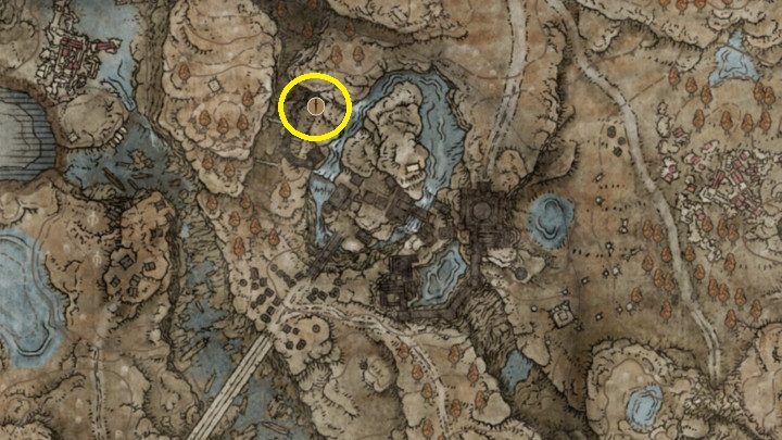 Zejdźcie do fortu i po dotarciu do jego zachodnich murów opuśćcie się na wewnętrzny dziedziniec - Shadow of the Erdtree: Wszystkie nowe bronie mapa - Elden Ring - poradnik do gry