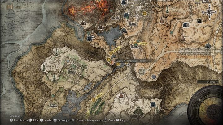 Cel Łaty (Patches) znajduje się na arenie bossa Magmowy Żmij Makar (Magma Wyrm Makar) w Jeziornej Liurnii, a dokładnie przy miejscu łaski Urwisko usiane runami (Ruin-Strewn Precipice) - Elden Ring: Tanith / Wulkaniczny Dwór (Volcano Manor) - solucja, opis przejścia - Elden Ring - poradnik do gry