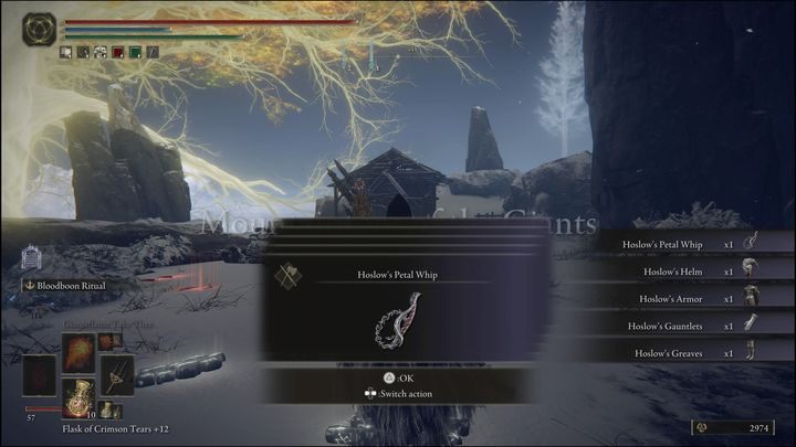 Natomiast za pokonanie NPC o imieniu Juno Hoslow, otrzymacie Set Rodu Hoslow (Hoslows Set) oraz broń, Bicz płatkowy rodu Hoslow (Hoslows Petal Whip) - Elden Ring: Tanith / Wulkaniczny Dwór (Volcano Manor) - solucja, opis przejścia - Elden Ring - poradnik do gry