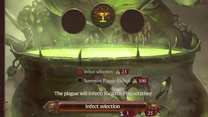W centrum ekranu możecie znaleźć wizualną reprezentację zaraz wyjściowych oraz symptomów, które wybraliście - Total War Warhammer 3: Nurgle - unikalne mechaniki - Total War Warhammer 3 - poradnik do gry