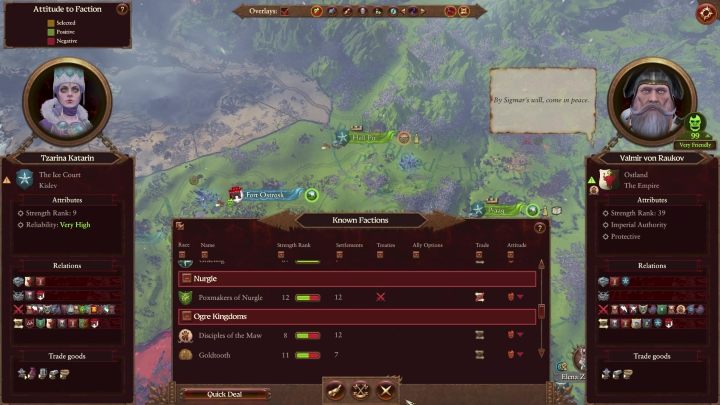 Ekran dyplomacji składa się z 3 głównych części - Total War Warhammer 3: Dyplomacja - Total War Warhammer 3 - poradnik do gry