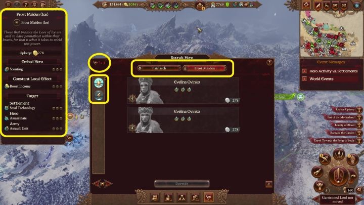 Z lewej strony ekranu znajduje się karta z umiejętnościami postaci - Total War Warhammer 3: Werbunek - Total War Warhammer 3 - poradnik do gry