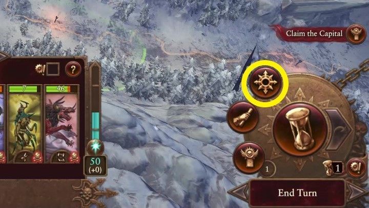 Zakładkę Demonicznej Chwały można przywołać wybierając przycisk z kompasem w prawym dolnym rogu (okrągłe menu) - Total War Warhammer 3: Demony Chaosu - unikalne mechaniki - Total War Warhammer 3 - poradnik do gry