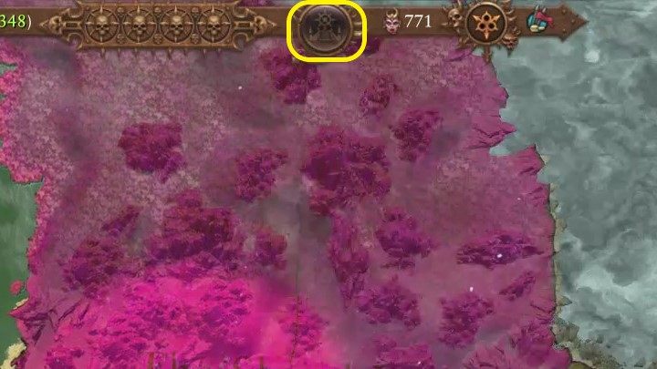 U góry ekranu znajduje się przycisk, po naciśnięciu którego kulty Slaanesh powstają w maksymalnie 3 prowincjach - Total War Warhammer 3: Slaanesh - unikalne mechaniki - Total War Warhammer 3 - poradnik do gry