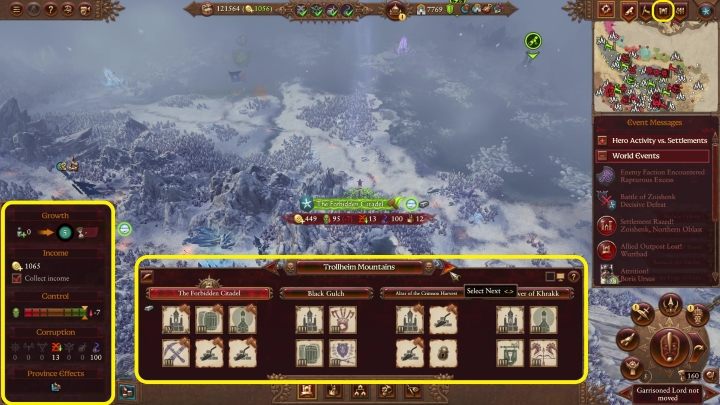 Po wybraniu osady pojawia się ekran prowincji - Total War Warhammer 3: Prowincje - Total War Warhammer 3 - poradnik do gry