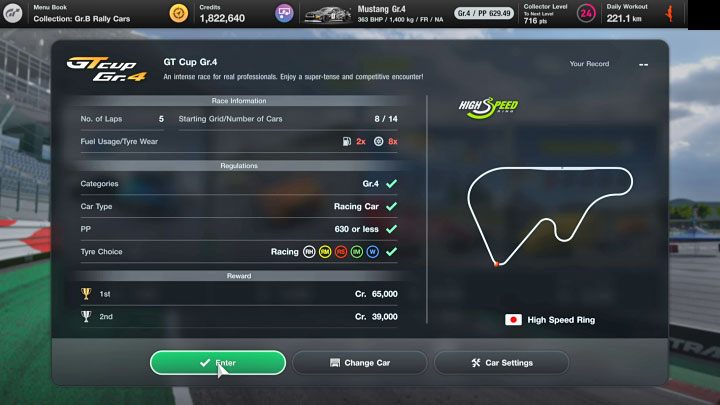 Opisywany wyścig ma kilka precyzyjnych wymagań - Gran Turismo 7: Grind i zarabianie kredytów - High Speed Ring - Gran Turismo 7 - poradnik do gry