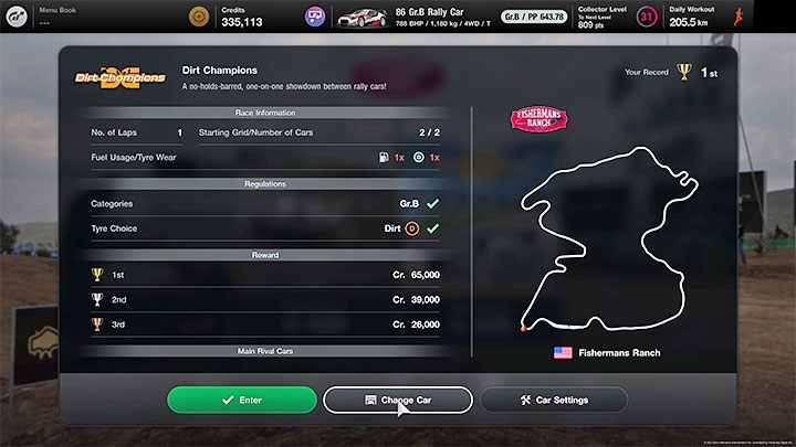 Opisywany wyścig ma dwa podstawowe wymagania - Gran Turismo 7: Grind i zarabianie kredytów - Fishermans Ranch - Gran Turismo 7 - poradnik do gry