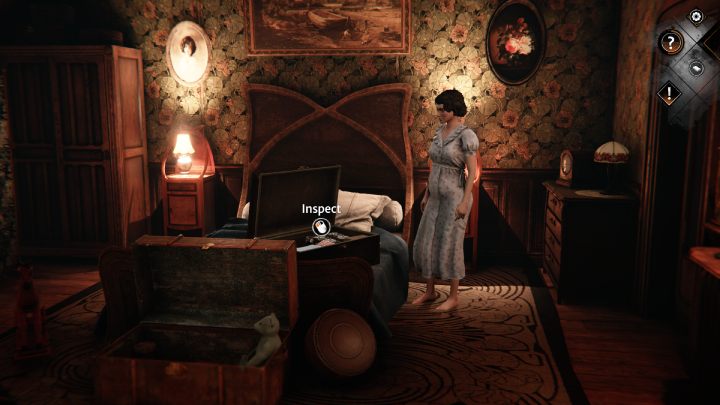 Gdy zbierzecie wszystkie 3 przedmioty, włóżcie je po kolei do walizki na łóżku i zamknijcie walizkę - Syberia The World Before: Vaghen - dom rodziny Roze, zima 1937(Vaghen - Rozes house, winter 1937) - solucja, opis przejścia - Syberia The World Before - poradnik do gry