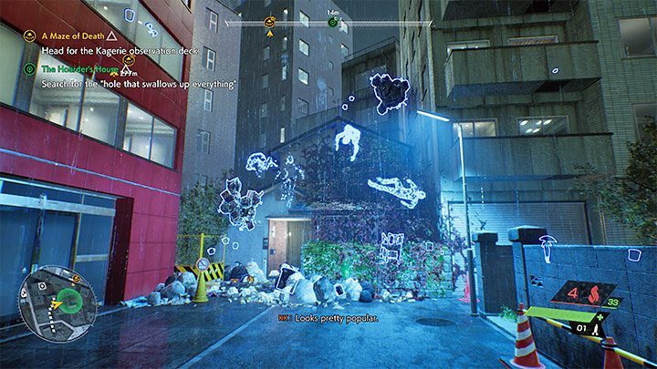 Wyruszcie do wskazanego obszaru na mapie - jest to budynek na końcu alejki (powyższy obrazek) - Ghostwire Tokyo: Dom rupieciarza (The Hoarders House) - solucja, opis przejścia - Ghostwire Tokyo - poradnik do gry