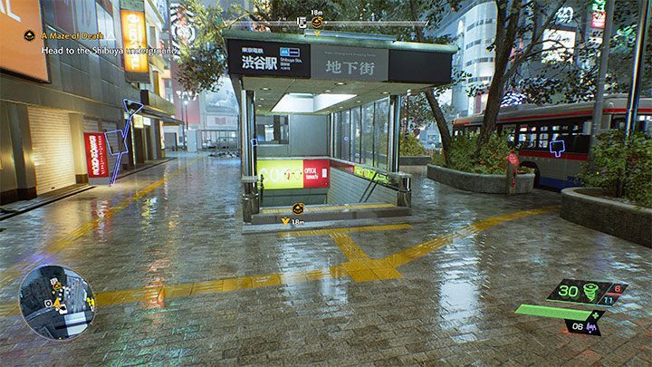 Możecie poszybować w stronę zejścia do tuneli metra lub przenieść się w jego pobliże dzięki szybkiej podróży - Ghostwire Tokyo: Śmiertelny labirynt (A Maze of Death) - solucja, opis przejścia - Ghostwire Tokyo - poradnik do gry