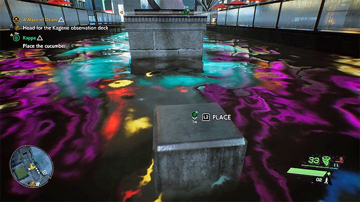 Wskoczcie do wody (nie wiąże się to z ryzykiem utonięcia ani otrzymania obrażeń) i dotrzyjcie do miejsca pozostawienia ogórka - Ghostwire Tokyo: Kappa - solucja, opis przejścia - Ghostwire Tokyo - poradnik do gry