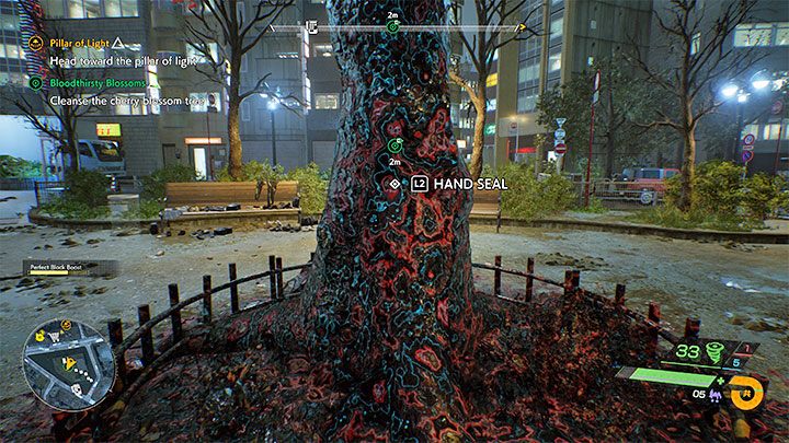 Po wygranej bitwie podejdźcie do spaczonego drzewa i zbadajcie je - Ghostwire Tokyo: Krwiożercze kwiaty (Bloodthirsty Blossoms) - solucja, opis przejścia - Ghostwire Tokyo - poradnik do gry