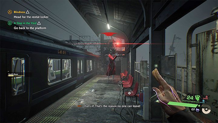 Nie śpieszcie się z powrotem do pociągu, tylko najpierw postarajcie się wyleczyć Akito oraz uzupełnić zapasy energii - Ghostwire Tokyo: Stacja z innego świata (A Stop in the Void) - solucja - Ghostwire Tokyo - poradnik do gry
