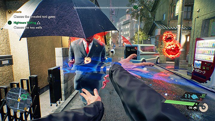 Na mapie miasta zielonymi okręgami oznaczone zostaną lokalizacje 2 spaczonych studni - Ghostwire Tokyo: Koszmar w studni (Nightmare Welling) - solucja, opis przejścia - Ghostwire Tokyo - poradnik do gry