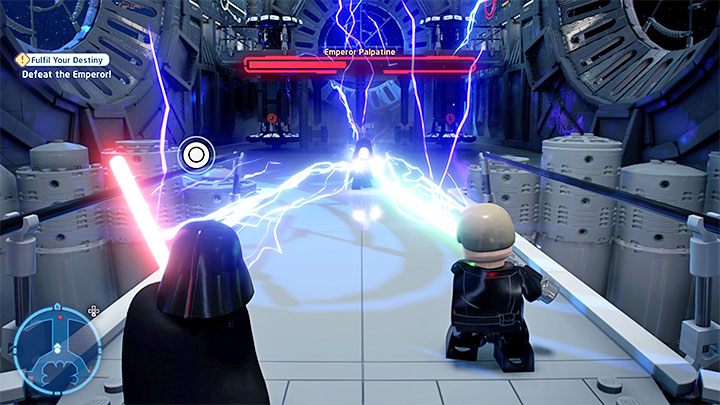 W końcowej części pojedynku dojdzie do próby sił - LEGO Skywalker Saga: Darth Vader i Imperator Palpatine (Emperor Palpatine) - boss, jak pokonać? - LEGO Skywalker Saga - poradnik do gry