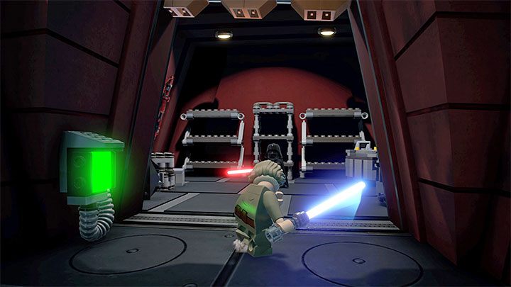 Dotrzecie do korytarza z 4 bocznymi pomieszczeniami - LEGO Skywalker Saga: Darth Vader - boss, jak pokonać? - LEGO Skywalker Saga - poradnik do gry