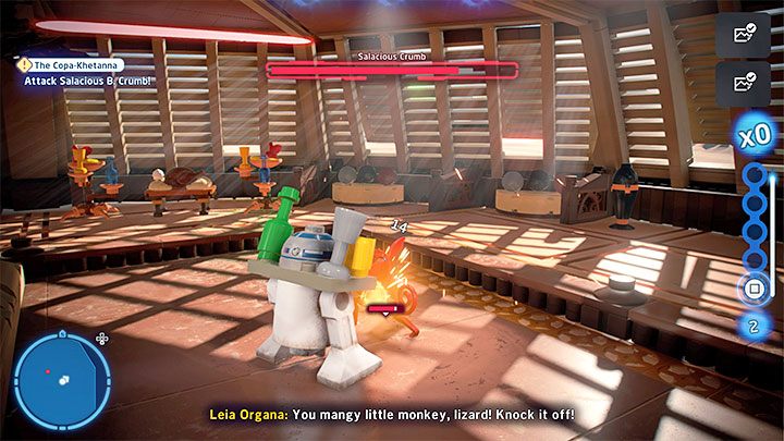 Drugie utrudnienie to konieczność atakowania towarzyszącego Jabbie Salacious Crumba - LEGO Skywalker Saga: Copa-Khetanna (The Copa-Khetanna) - solucja, opis przejścia - LEGO Skywalker Saga - poradnik do gry