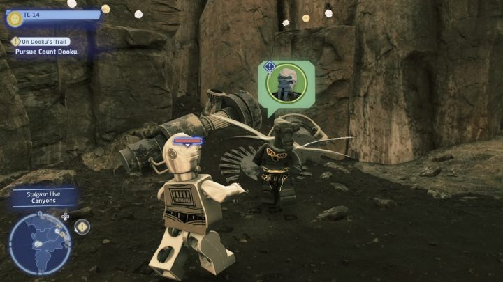 Sterując droidem protokolarnym porozmawiajcie ze zleceniodawcą na obszarze kanionu w Ul Stalgasin na planecie Geonosis - LEGO Skywalker Saga: Uwolnij swój umysł (Free Your Mind) - solucja, opis przejścia - LEGO Skywalker Saga - poradnik do gry