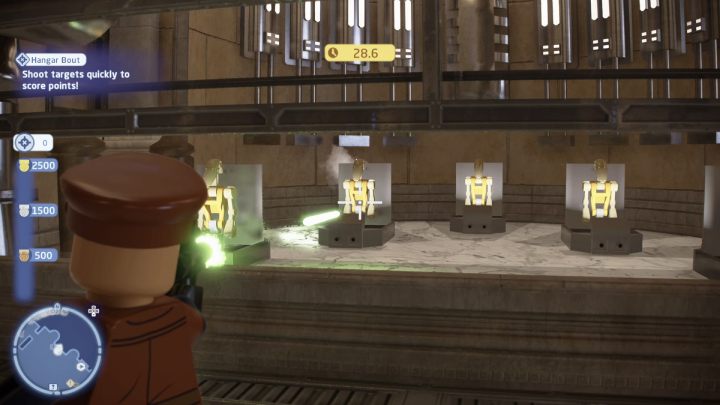 Po rozpoczęciu próby będziecie mieć 30 sekund na uzyskanie jak największej ilości punktów za zestrzelenie droidów - LEGO Skywalker Saga: Naboo - próby, solucja, opis przejścia - LEGO Skywalker Saga - poradnik do gry