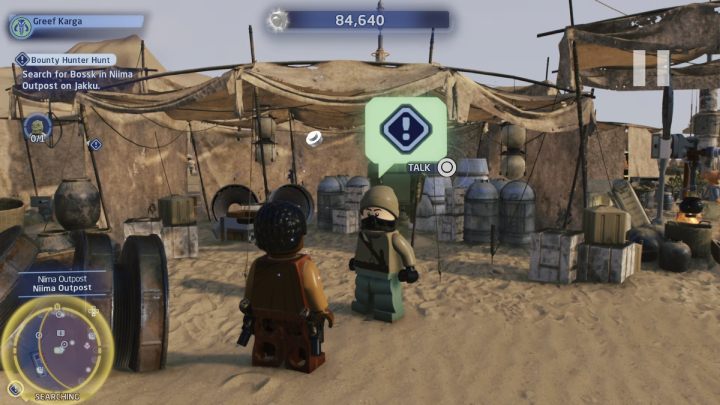Porozmawiajcie z kobietą stojącą niedaleko lądowiska i idźcie do następnego obszaru poszukiwań - LEGO Skywalker Saga: Łowy na łowcę (Bounty Hunter Hunt) - solucja, opis przejścia - LEGO Skywalker Saga - poradnik do gry