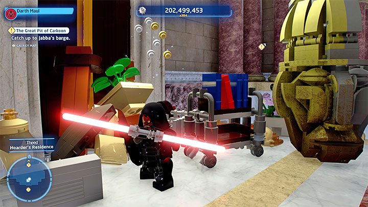 Zainteresujcie się zamkniętym budynkiem (Hoarders Residence) w niewielkiej odległości na północ od posągów - LEGO Skywalker Saga: Theed - lista wszystkich łamigłówek (cz. 2) - LEGO Skywalker Saga - poradnik do gry