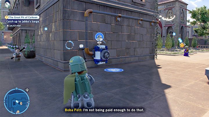 W niewielkiej odległości na zachód od ikony znajdźki jest wejście do budynku, przy czym jest ono początkowo niedostępne - LEGO Skywalker Saga: Theed - lista wszystkich łamigłówek (cz. 2) - LEGO Skywalker Saga - poradnik do gry
