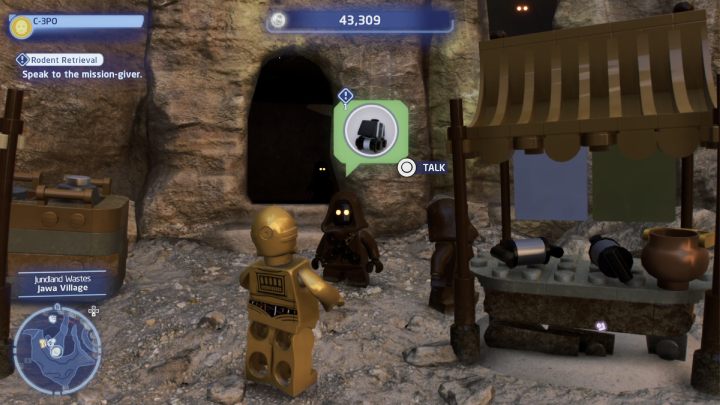 Sterując droidem protokolarnym, porozmawiajcie ze zleceniodawcą i przyjmijcie zadanie - LEGO Skywalker Saga: Gonitwa za gryzoniem (Rodent Retrieval) - solucja, opis przejścia - LEGO Skywalker Saga - poradnik do gry