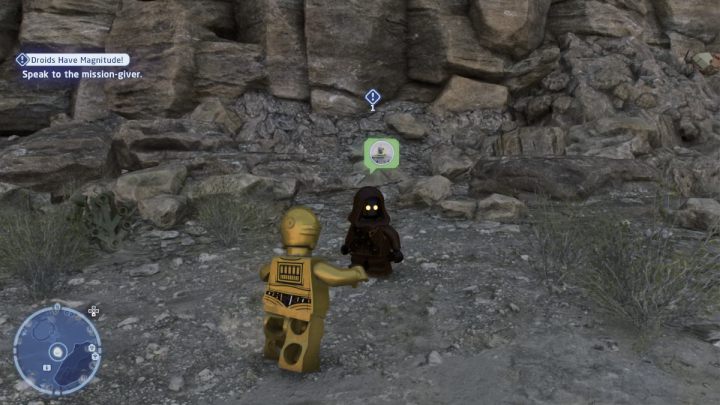 Sterując droidem protokolarnym, porozmawiajcie ze zleceniodawcą i przyjmijcie zadanie - LEGO Skywalker Saga: Grymasy magna guarda (Droids Have Magnitude) - solucja, opis przejścia - LEGO Skywalker Saga - poradnik do gry