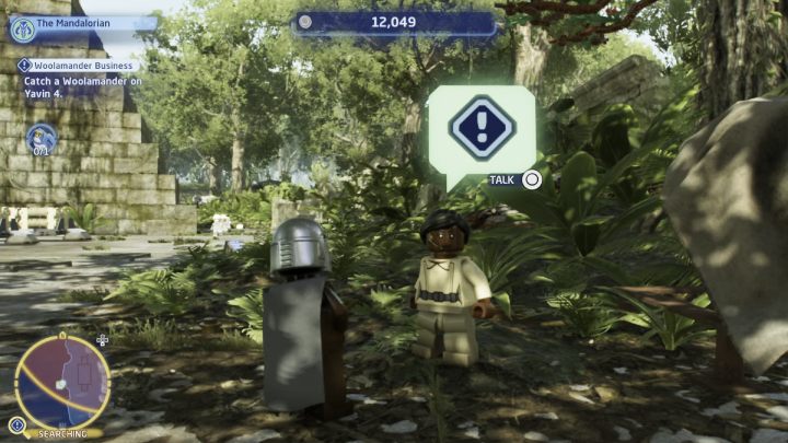 Idźcie do obszaru poszukiwań w północno zachodniej części lasu i porozmawiajcie z kobietą stojącą przy drzewie - LEGO Skywalker Saga: Wełnolamandrzy wynalazek (Woolamander Business) - solucja, opis przejścia - LEGO Skywalker Saga - poradnik do gry