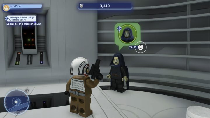 Porozmawiajcie ze zleceniodawcą i przyjmijcie zadanie - LEGO Skywalker Saga: Wojownicze wełnolamandry ninja (Teenage Mutant Ninja Woolamanders) - solucja, opis przejścia - LEGO Skywalker Saga - poradnik do gry